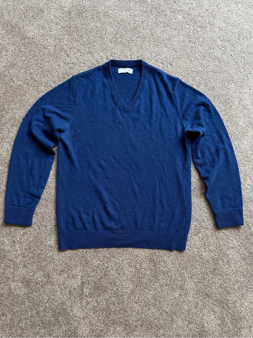 Men's Everlane V-Neck Cashmere Blue Sweater Size Large